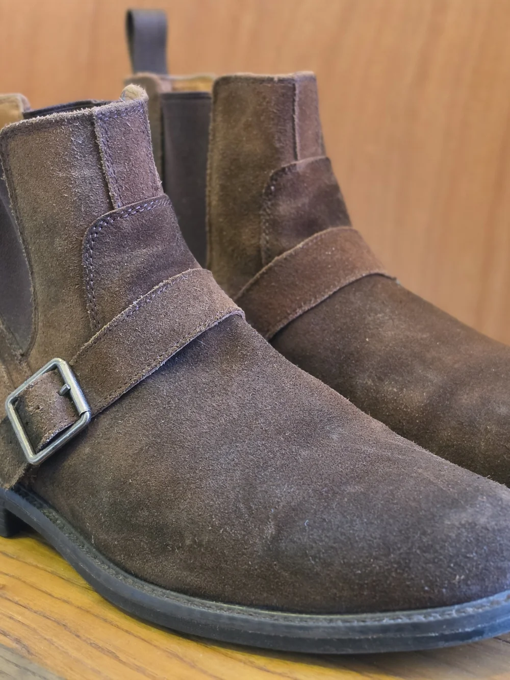 Men's Johnston & Murphy Brown Suede Chukka Boots with Side Buckle